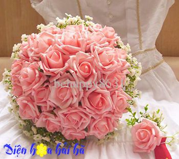 Bó hoa cưới đẹp dùng Hoa hồng phấn