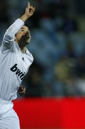Javier Saviola celebrates his goal