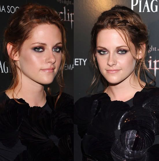 Braided hair, gorgeous dress and make-up I am loving this new Kristen!