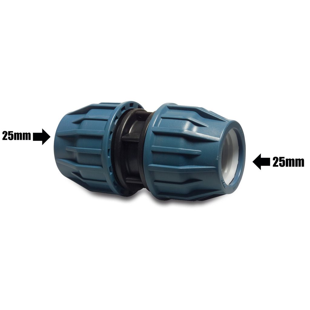 MDPE Plastic Compression Coupling Fitting for Water Pipe 20mm, 25mm