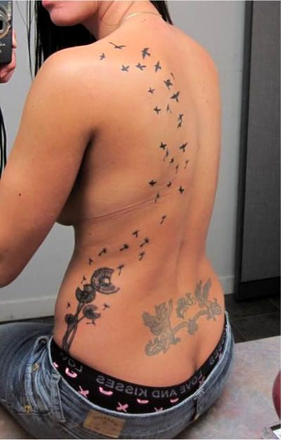  cover my lower back tattoo and will will run into my dandelion tattoo.