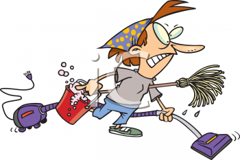 cartoon cleaning cleaning, multitasking