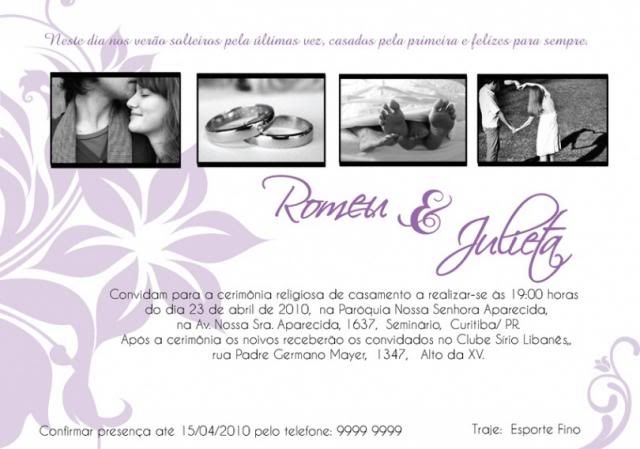 Convite de casamento com foto Convite com foto