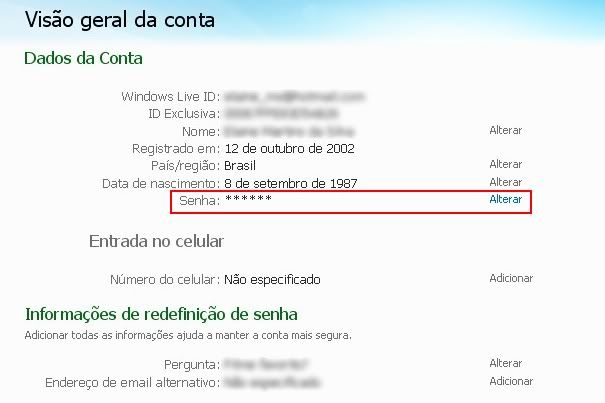 Trocando a senha do MSN Trocando a senha do MSN
