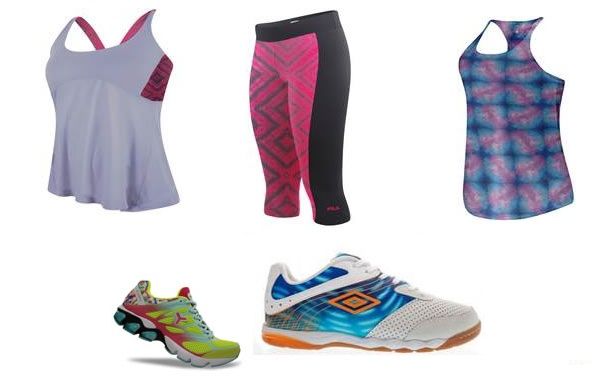 camiseta, calça, regata e tênis para academia