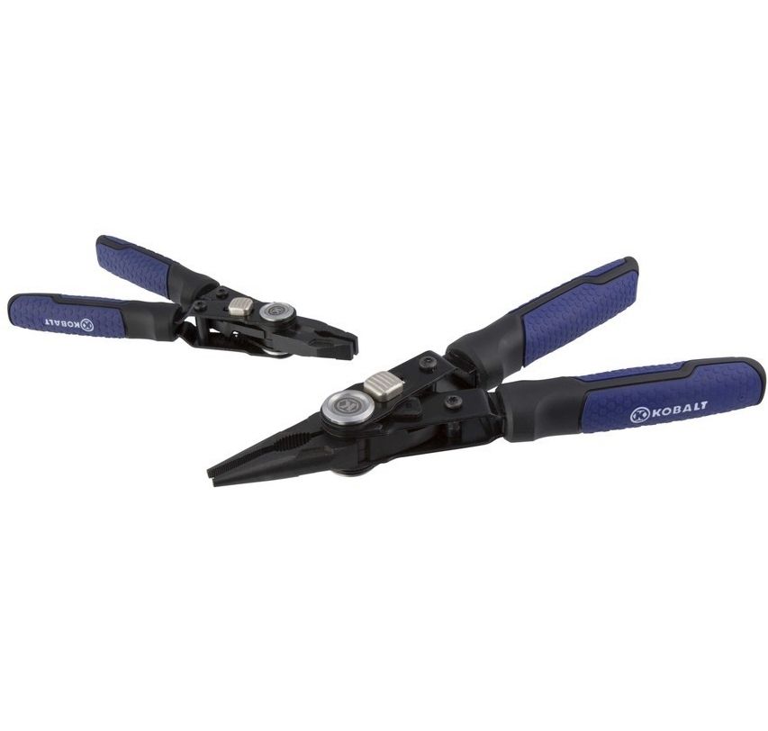 KOBALT 2 pk FLIP FOLD PLIERS SET, DIAGONAL CUTTER LONG NOSE LINESMAN