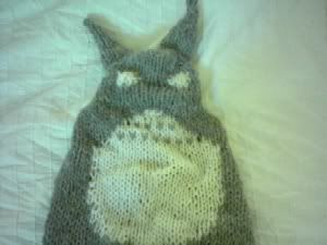 knitted totoro, sewn up and ready to felt