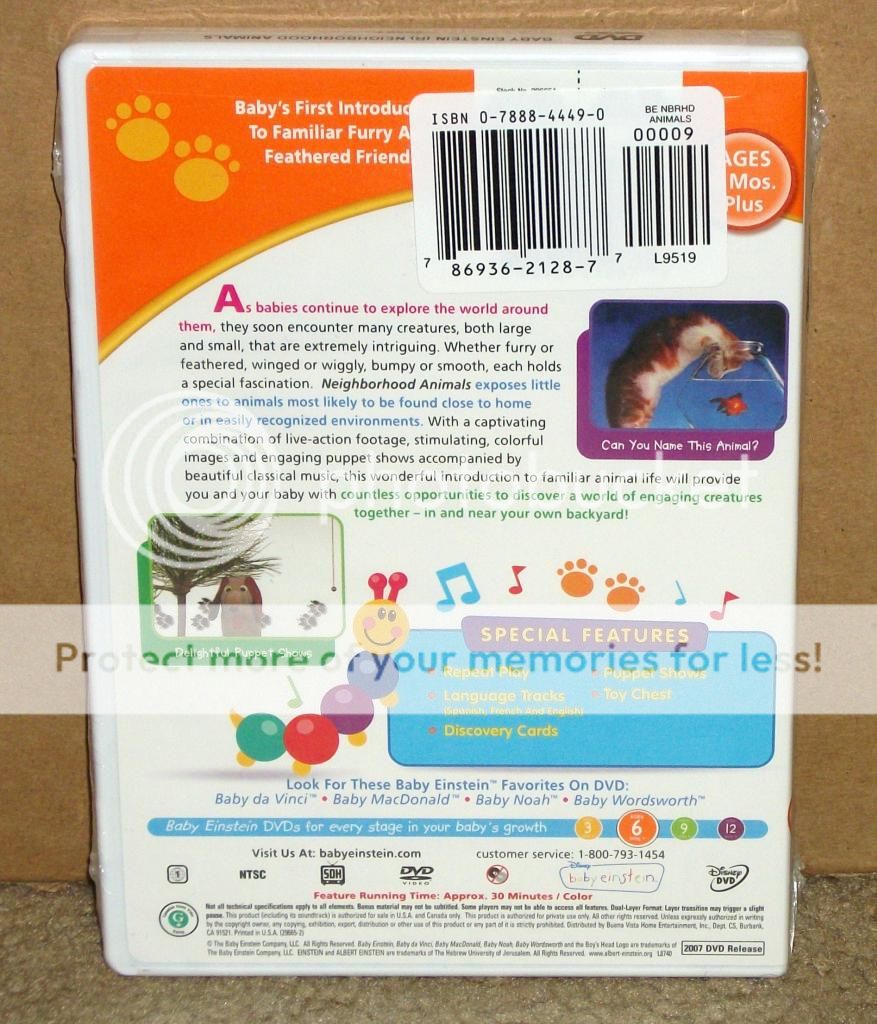 Baby Einstein Neighborhood Animals DVD New Disney Authentic ...