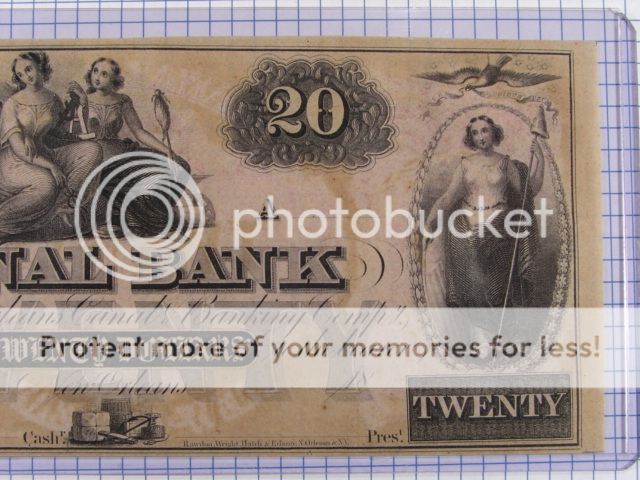 1800s $20 Canal Bank, New Orleans, Louisiana Note Grades CU Plate A 