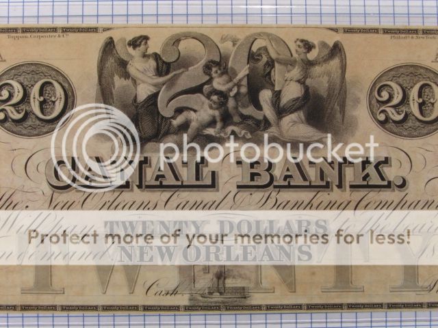 1800s $20 Canal Bank, New Orleans, Louisiana Note Grades CU Plate A 