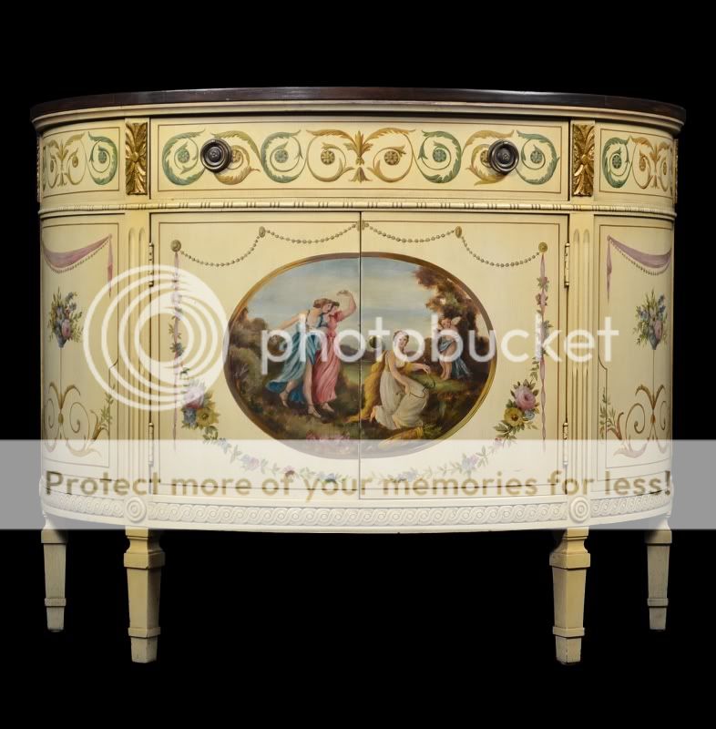   Chest Table Antique Painted Empire Regency Demilune Console Old  