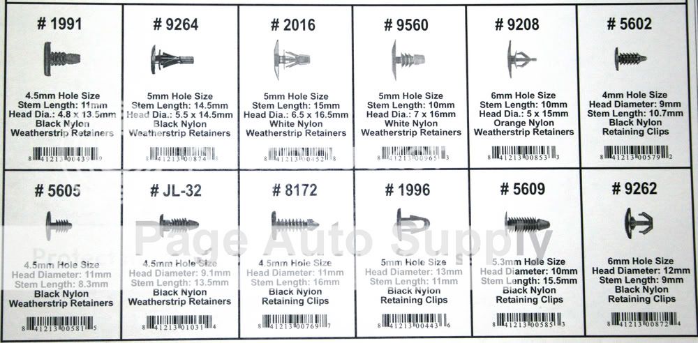 300 Pc. Weather Strip Retainer Assortment